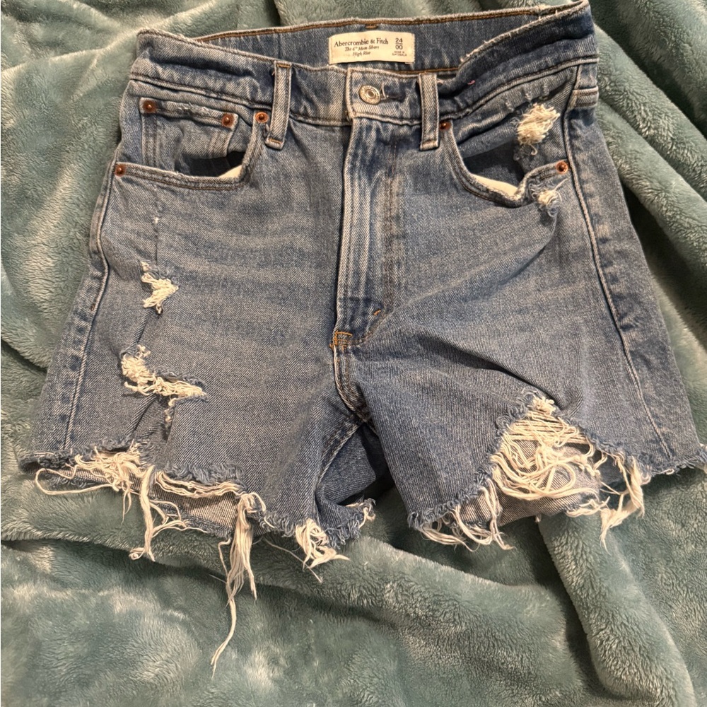 Abercrombie & Fitch Blue Jean Shorts Distressed Cut-Offs